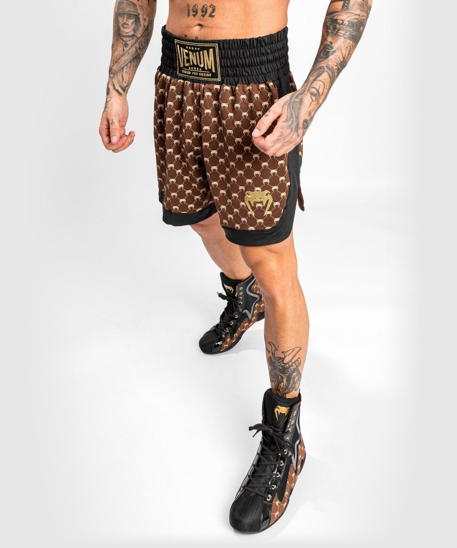 venum monogram boxing shorts - mustaruskea