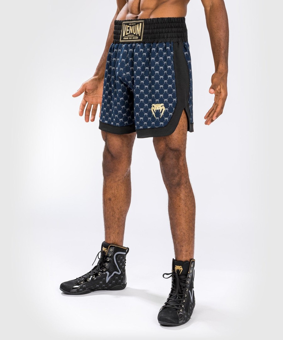 venum monogram boxing shorts - mustatummansininen