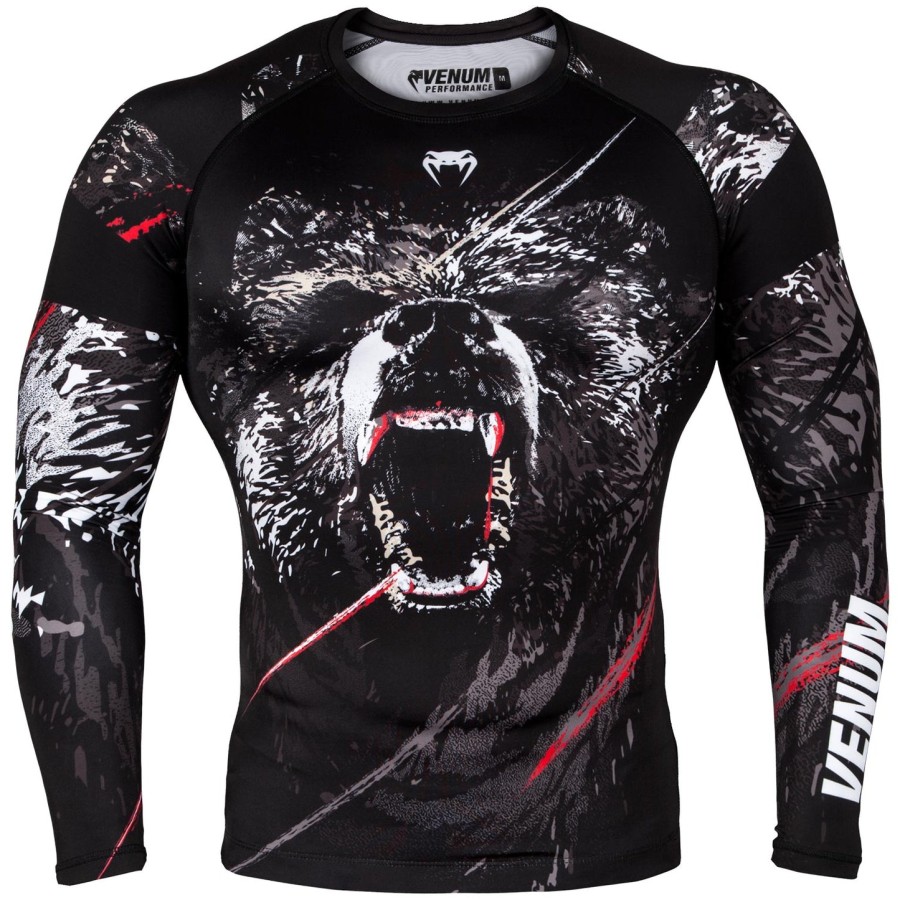 venum grizzli rashguard - pitkähihainen - mustavalkoinen