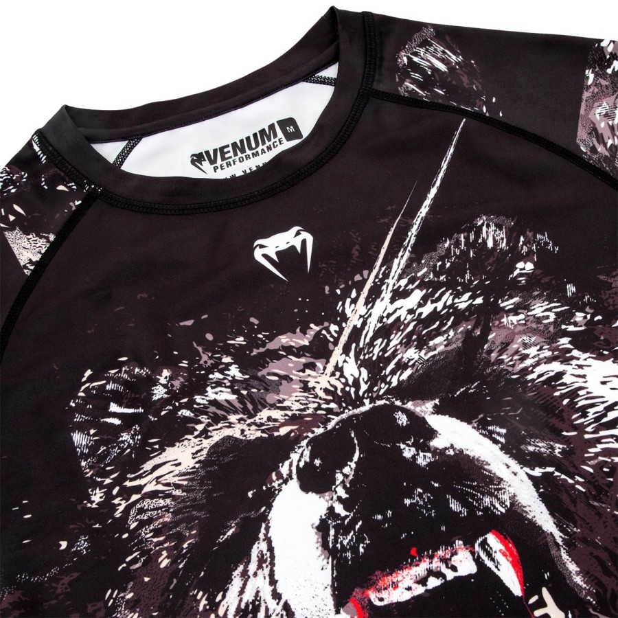venum grizzli rashguard - pitkähihainen - mustavalkoinen