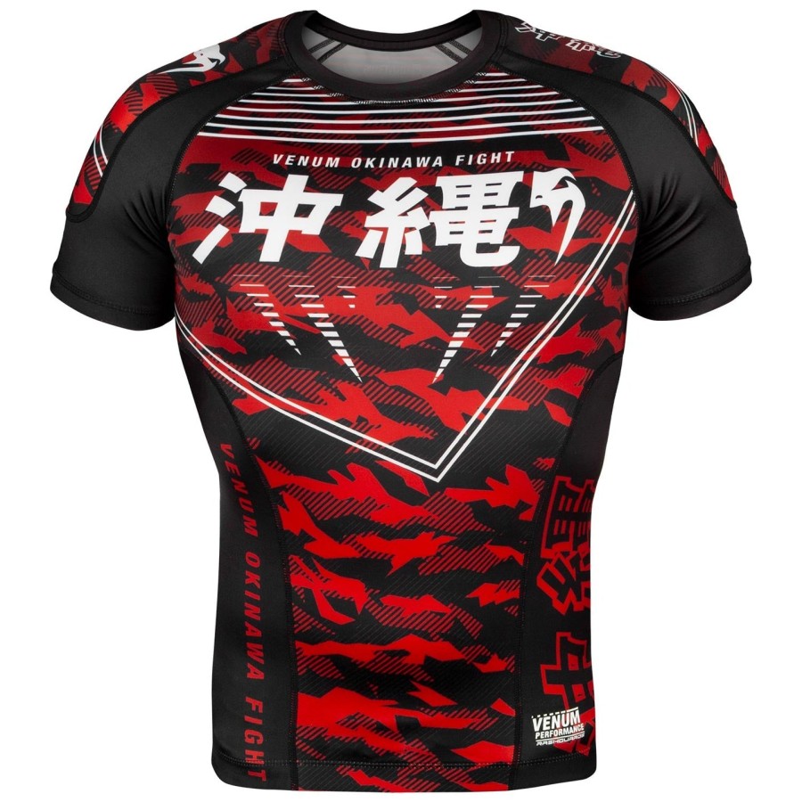 venum okinawa 2.0 rashguard - lyhythihainen - mustavalkoinen-punainen
