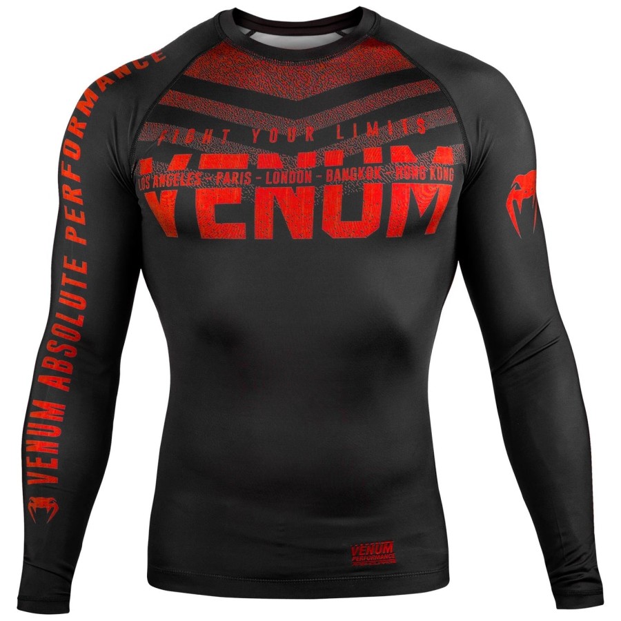 venum signature rashguard - pitkähihainen - mustapunainen