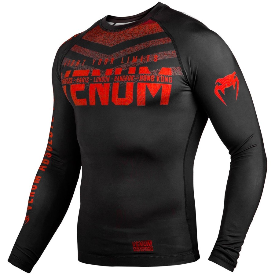 venum signature rashguard - pitkähihainen - mustapunainen
