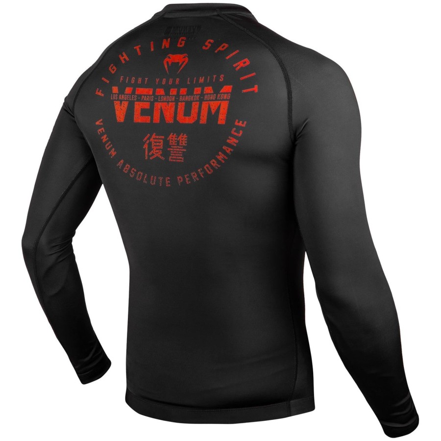 venum signature rashguard - pitkähihainen - mustapunainen