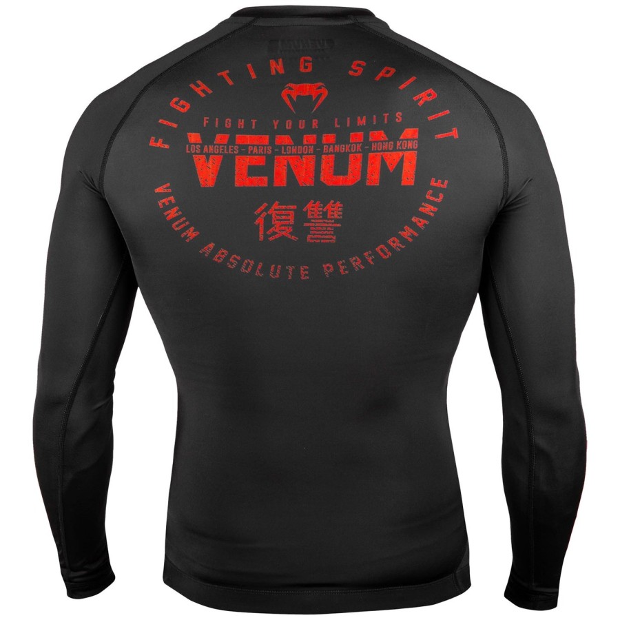 venum signature rashguard - pitkähihainen - mustapunainen