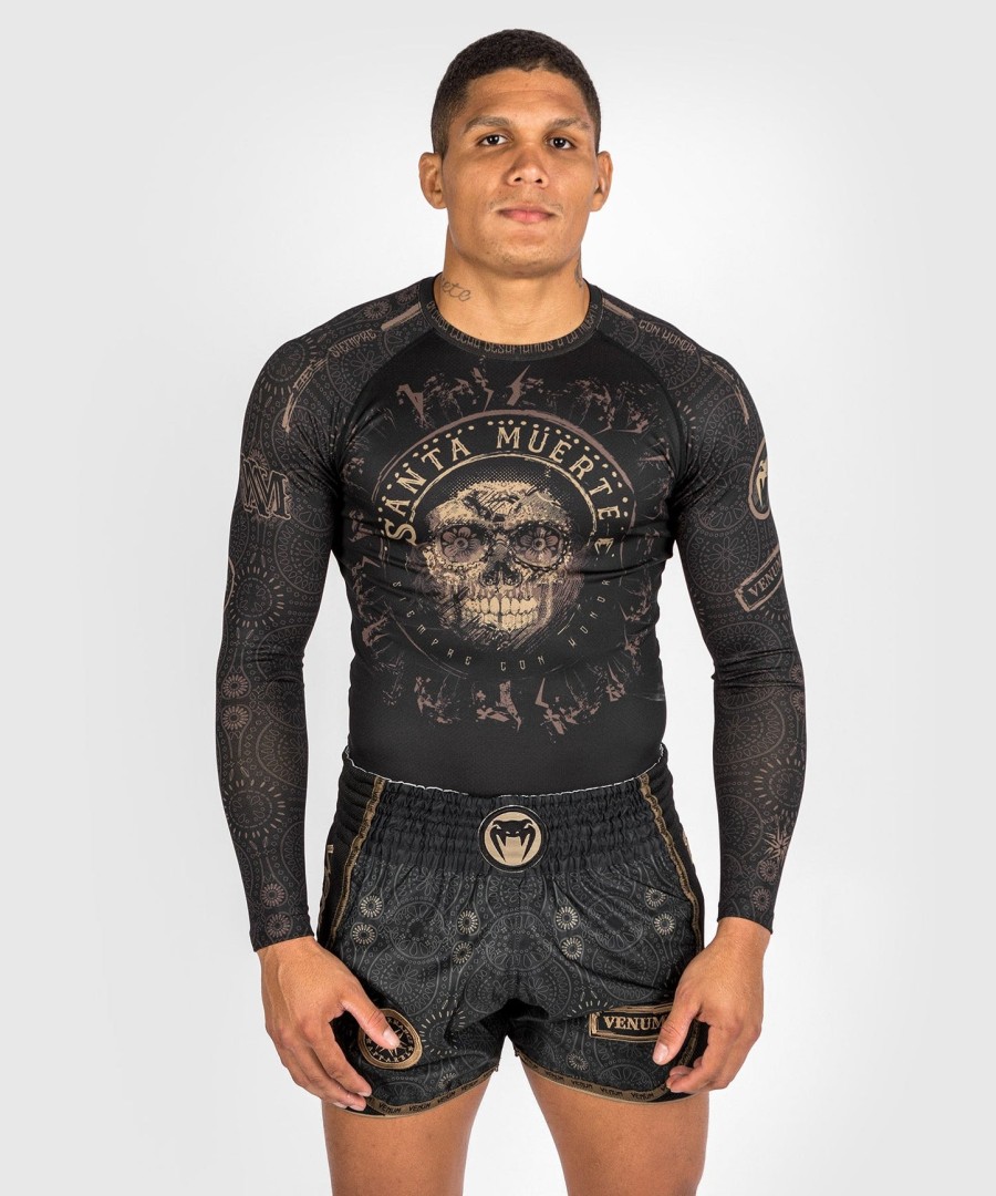venum santa muerte dark side - pitkähihainen rashguard-paita - mustaruskea