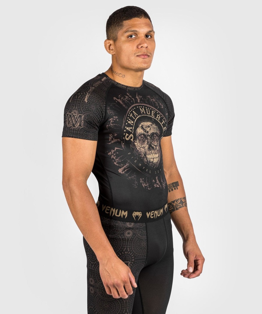 venum santa muerte dark side - lyhythihainen rashguard-paita - mustaruskea