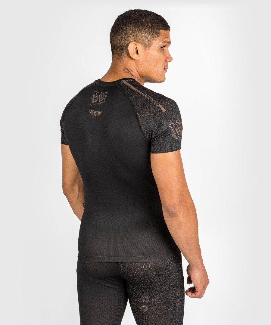 venum santa muerte dark side - lyhythihainen rashguard-paita - mustaruskea