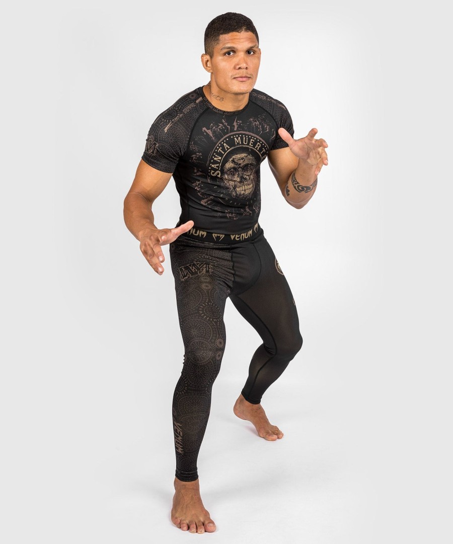 venum santa muerte dark side - lyhythihainen rashguard-paita - mustaruskea