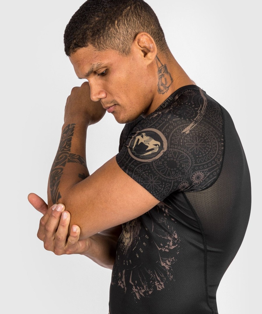 venum santa muerte dark side - lyhythihainen rashguard-paita - mustaruskea