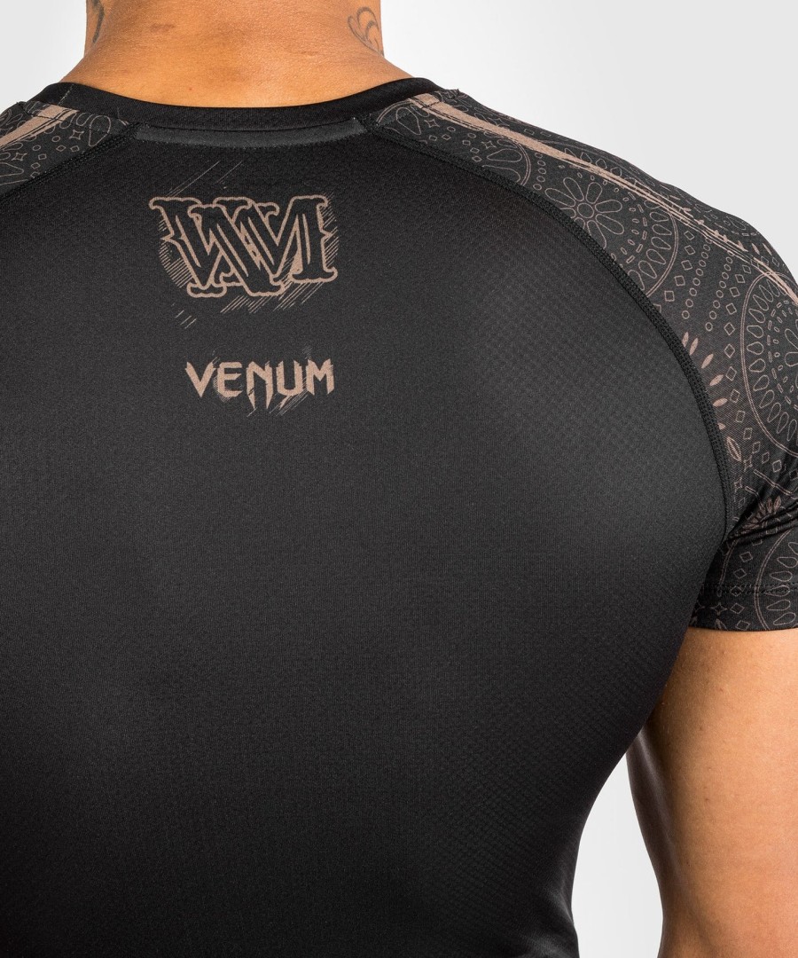 venum santa muerte dark side - lyhythihainen rashguard-paita - mustaruskea