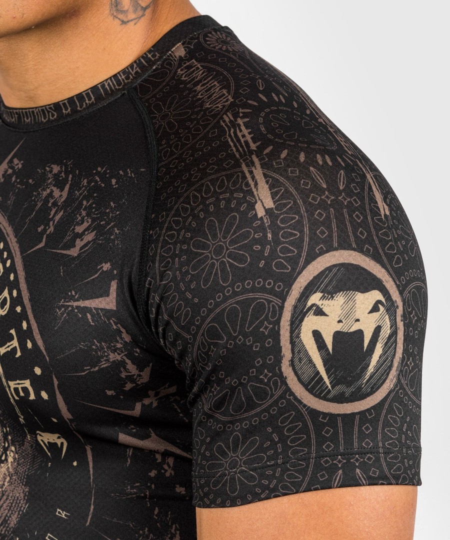 venum santa muerte dark side - lyhythihainen rashguard-paita - mustaruskea