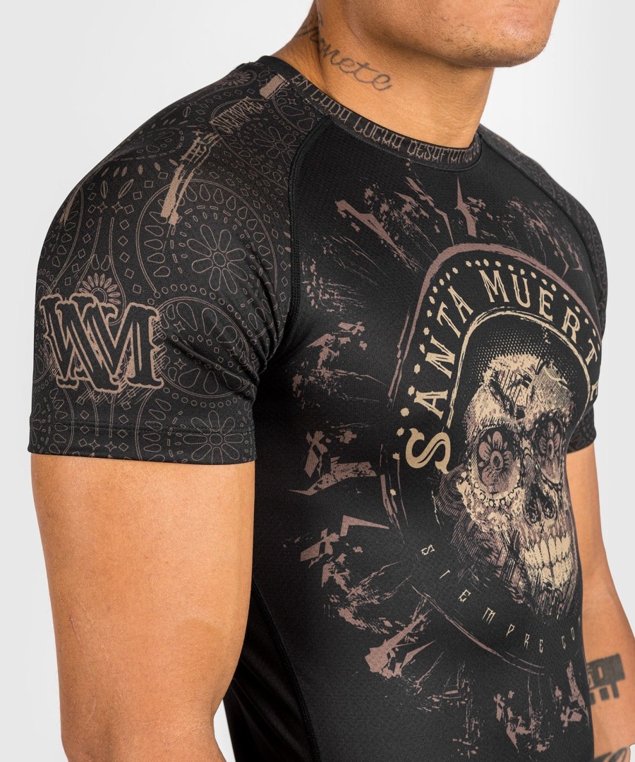 venum santa muerte dark side - lyhythihainen rashguard-paita - mustaruskea