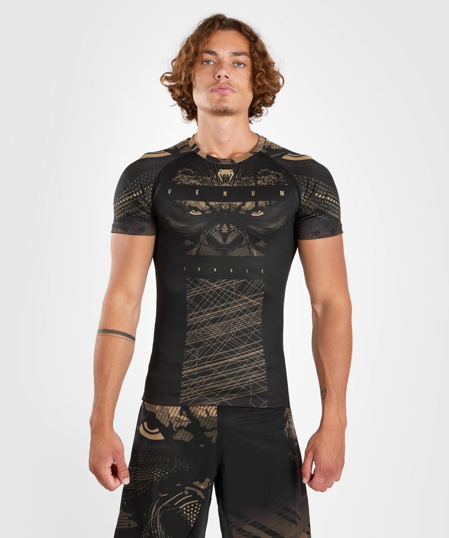 venum gorilla jungle rashguard lyhythihainen - mustahiekka