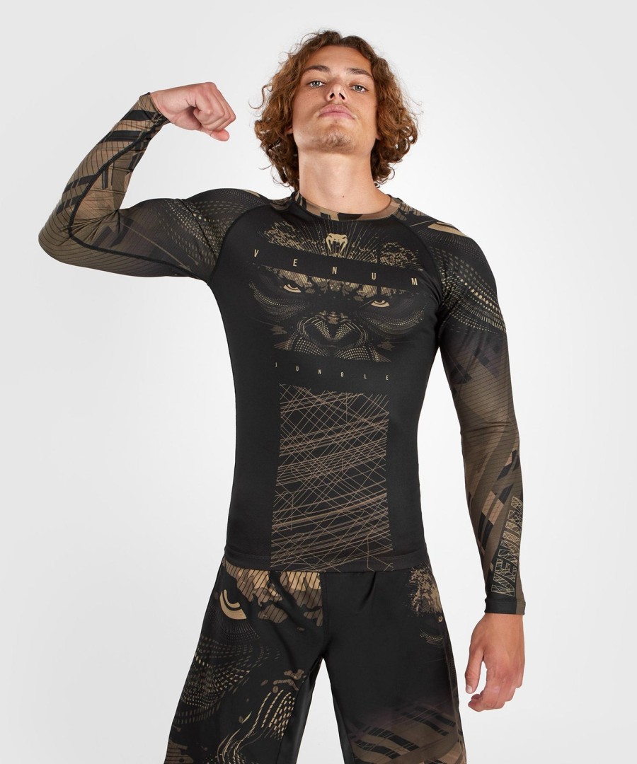 venum gorilla jungle rashguard pitkähihainen - mustahiekka