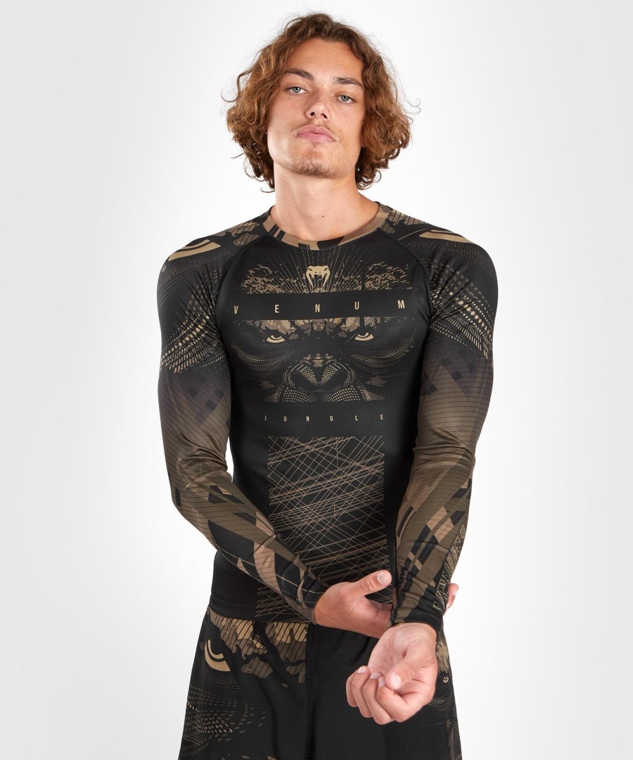 venum gorilla jungle rashguard pitkähihainen - mustahiekka