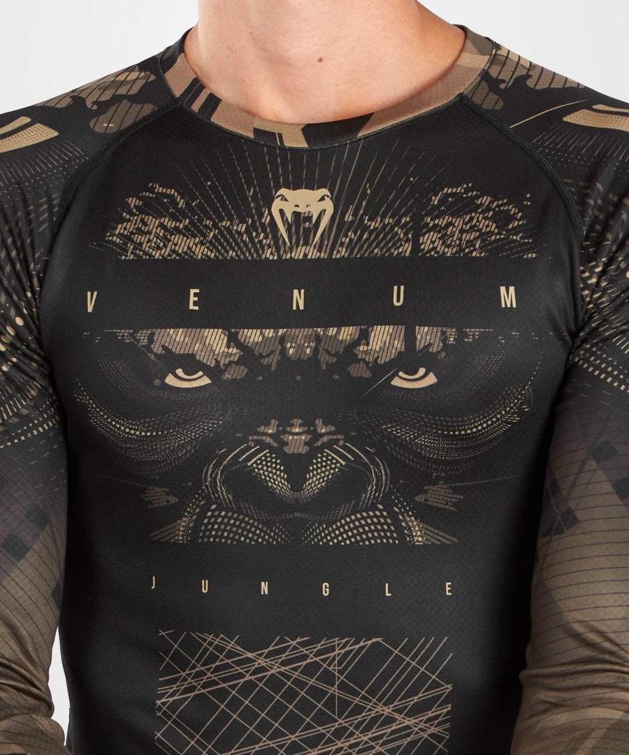 venum gorilla jungle rashguard pitkähihainen - mustahiekka