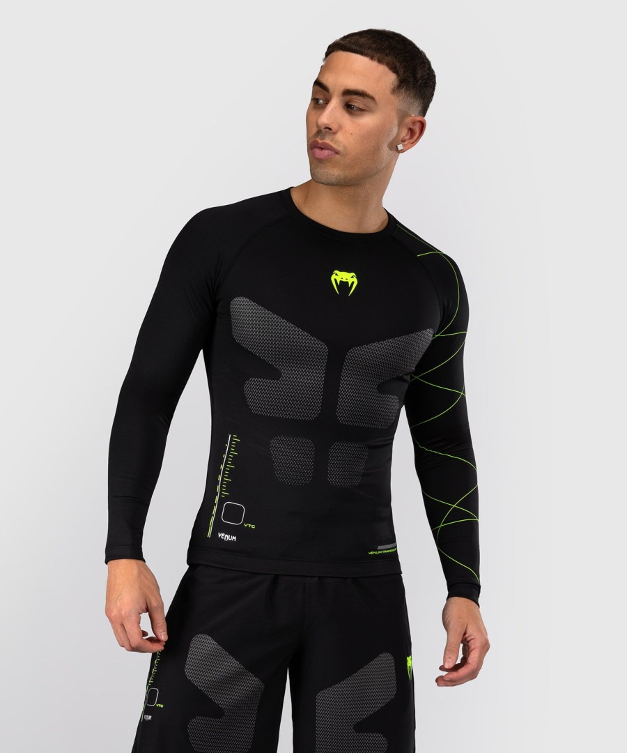 venum training camp 4.0 pitkähihainen rashguard - mustaneonvihreä