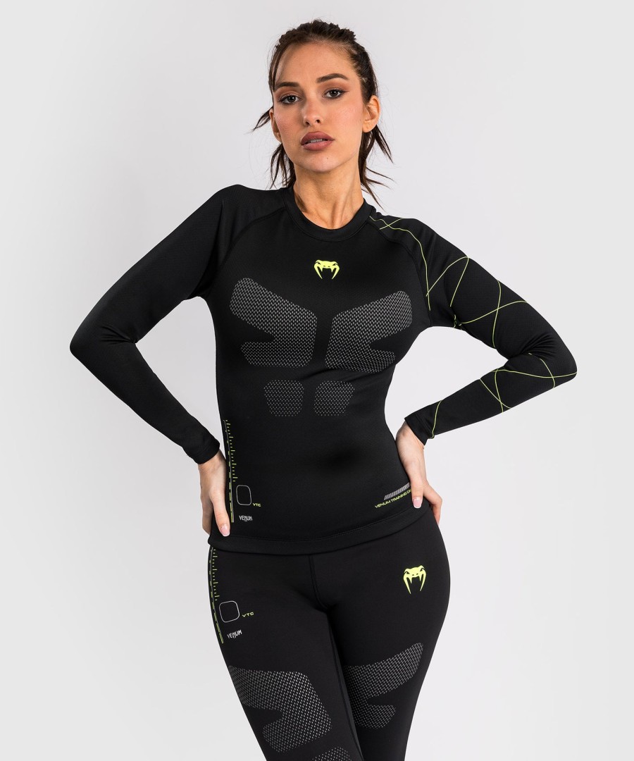 venum training camp 4.0 pitkähihainen rashguard - mustaneonvihreä