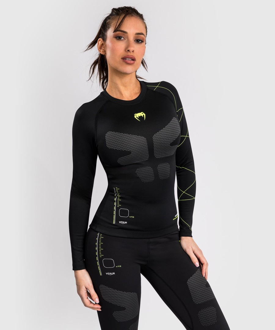 venum training camp 4.0 pitkähihainen rashguard - mustaneonvihreä