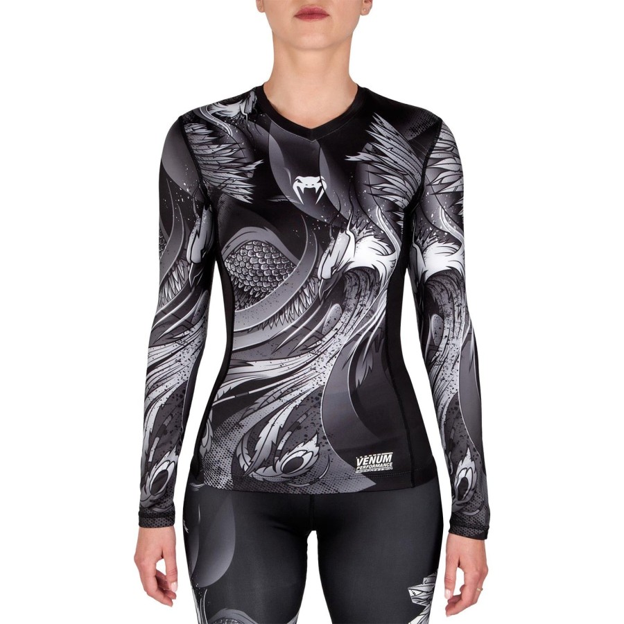 venum phoenix rashguard - pitkähihainen - mustavalkoinen - naisille