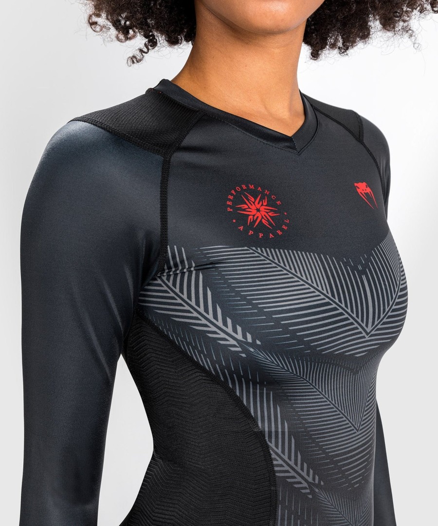 venum phantom rashguard pitkähihainen - naisten - mustapunainen