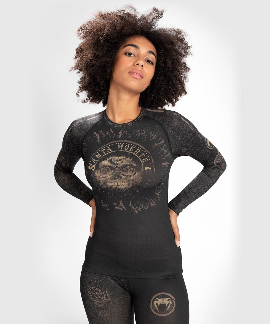 venum women santa muerte dark side - pitkähihainen rashguard-paita - mustaruskea