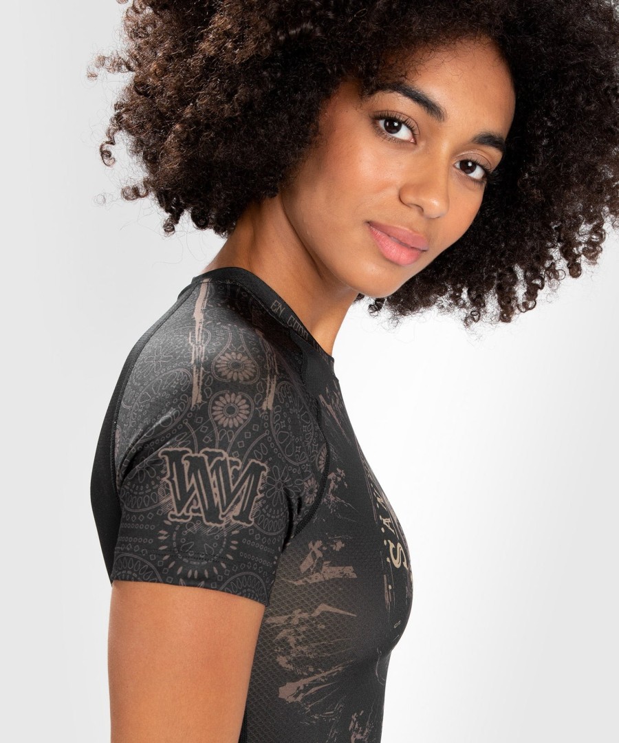 venum women santa muerte dark side - lyhythihainen rashguard-paita - mustaruskea
