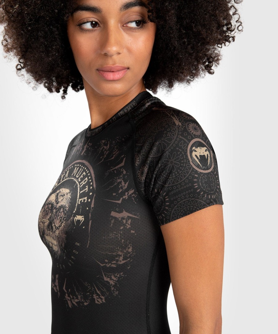 venum women santa muerte dark side - lyhythihainen rashguard-paita - mustaruskea
