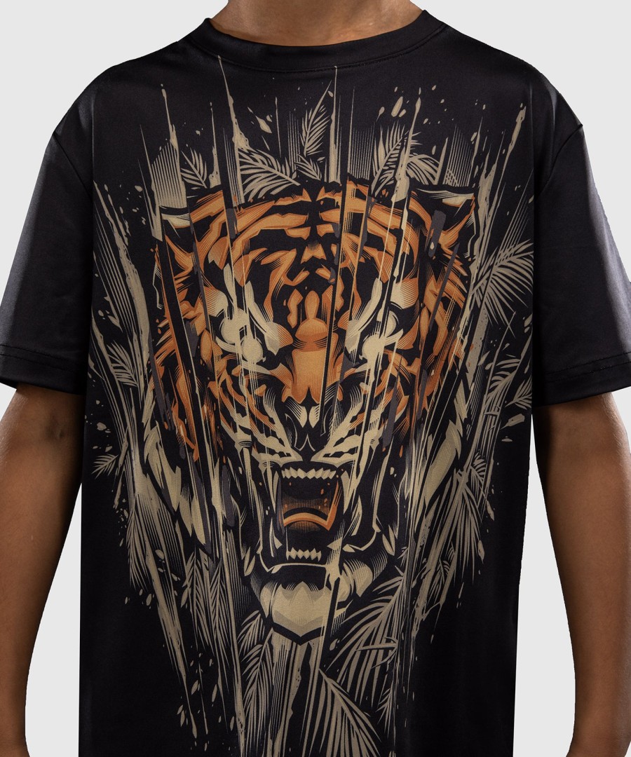 venum tiger kids dry tech t-paita - mustaneonoranssi