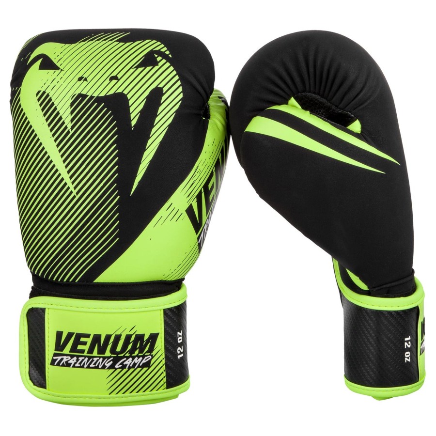 venum training camp 2.0 nyrkkeilyhanskat - mustaneonkeltainen