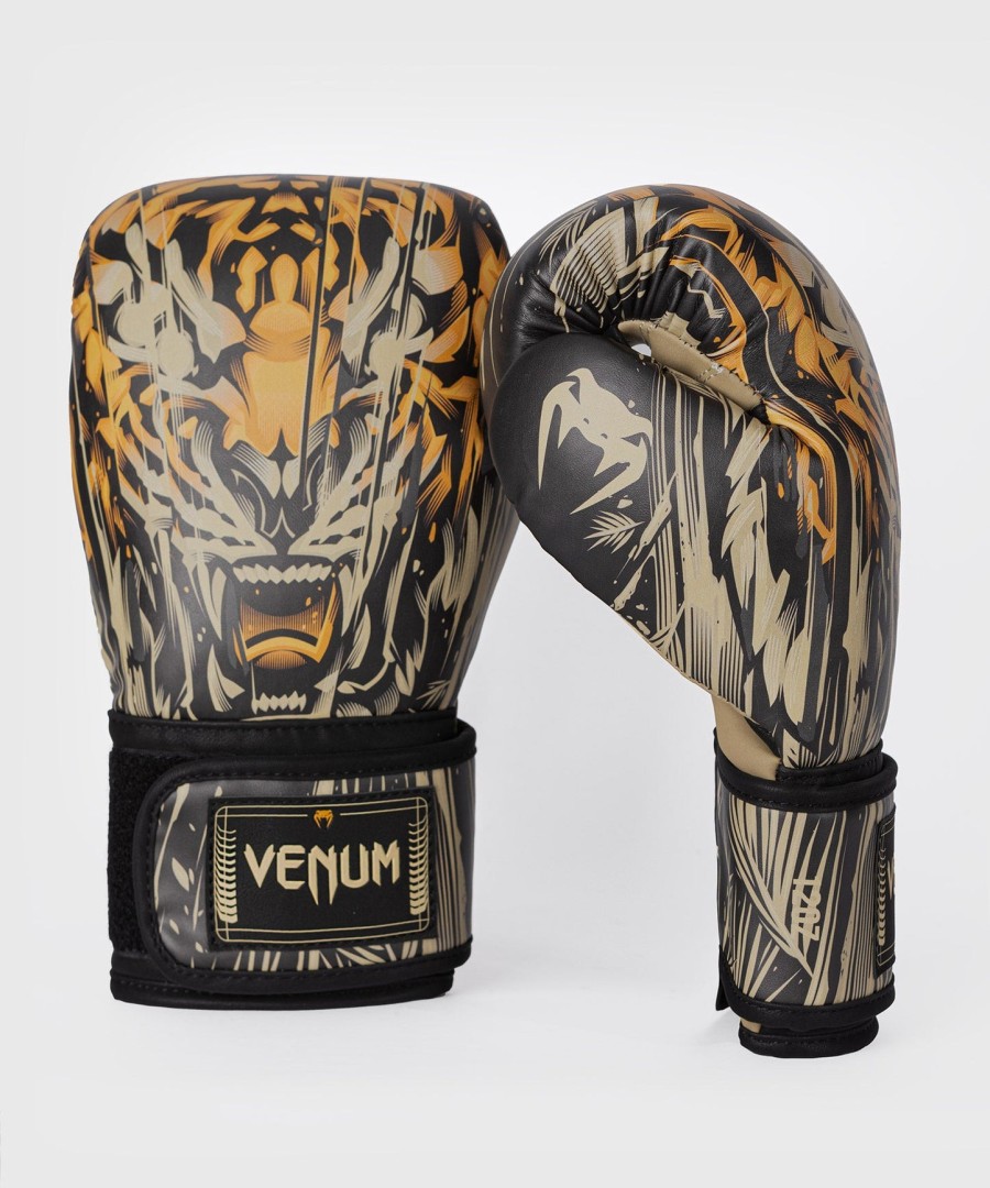 venum tiger nyrkkeilyhanskat - mustaneonoranssi