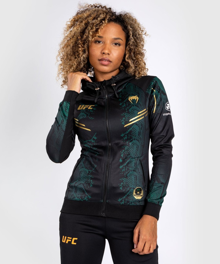 ufc adrenaline by venum authentic fight night naisten walkout huppari - emerald edition - vihreämustakulta