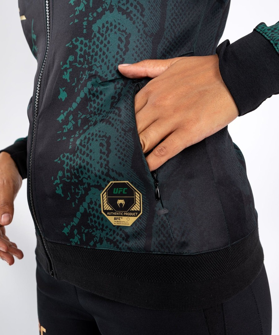 ufc adrenaline by venum authentic fight night naisten walkout huppari - emerald edition - vihreämustakulta