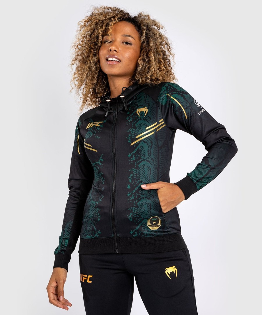 ufc adrenaline by venum authentic fight night naisten walkout huppari - emerald edition - vihreämustakulta