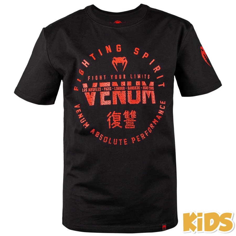 venum signature lasten t-paita - mustapunainen