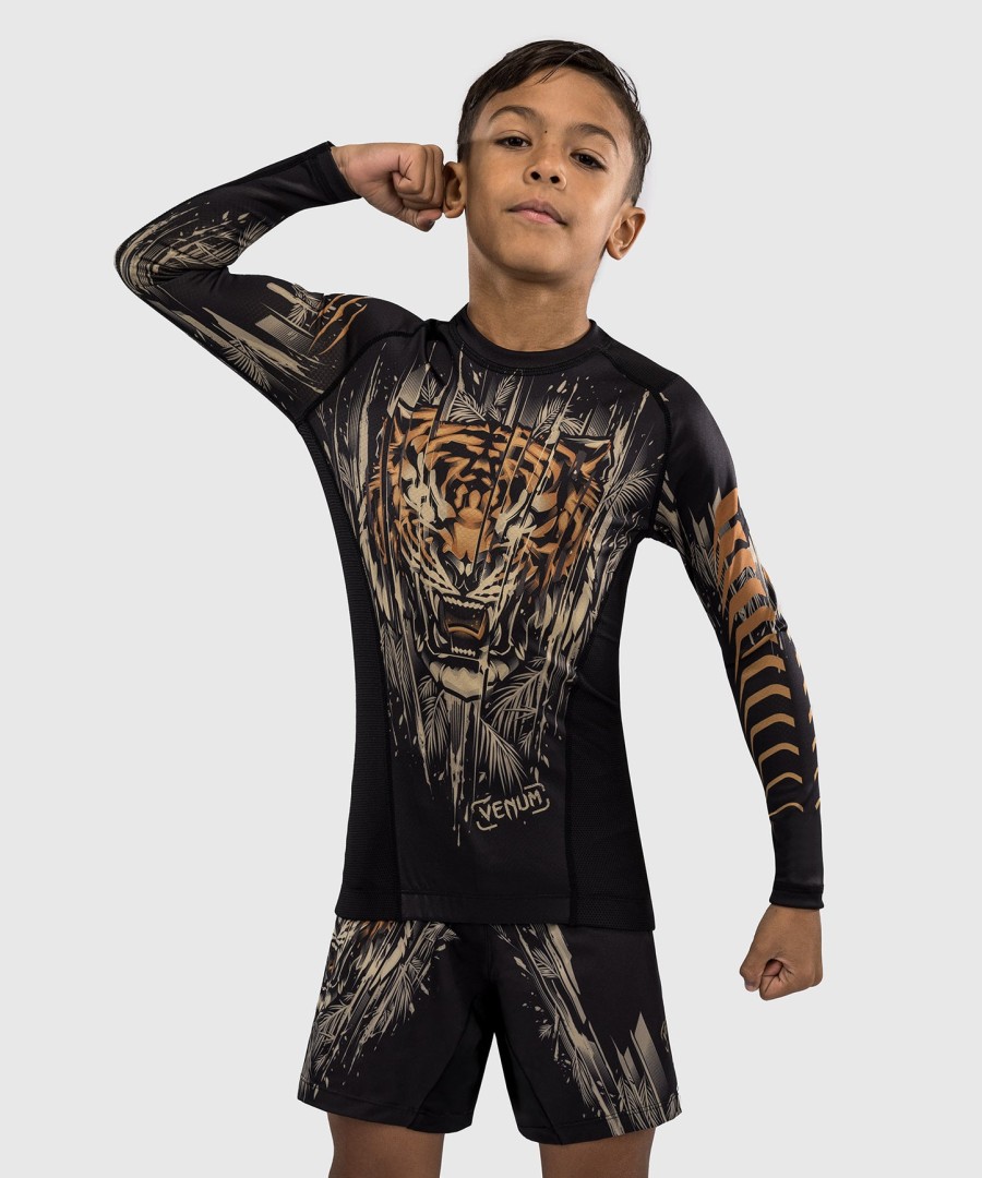 venum tiger lasten pitkähihainen rashguard - mustaneonoranssi