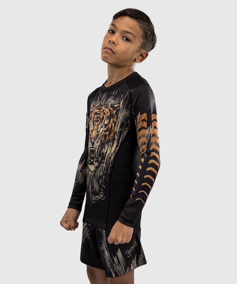 venum tiger lasten pitkähihainen rashguard - mustaneonoranssi