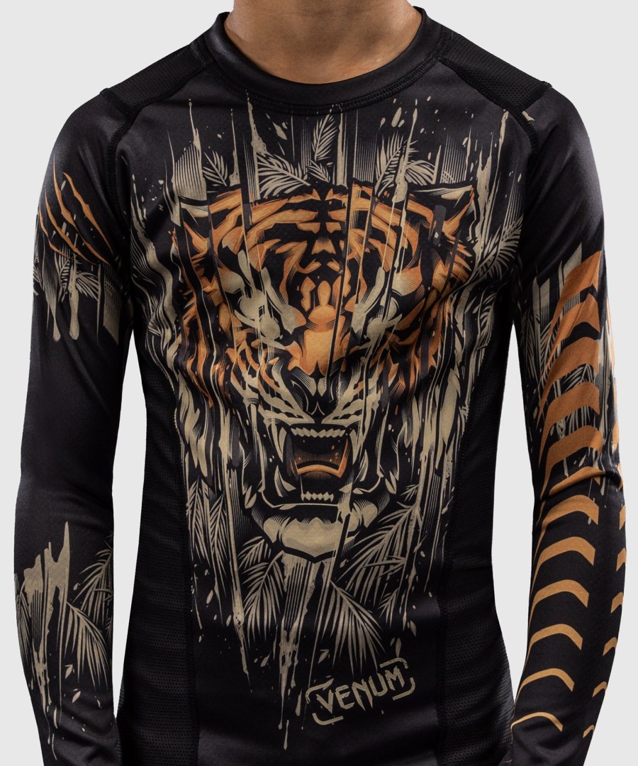 venum tiger lasten pitkähihainen rashguard - mustaneonoranssi