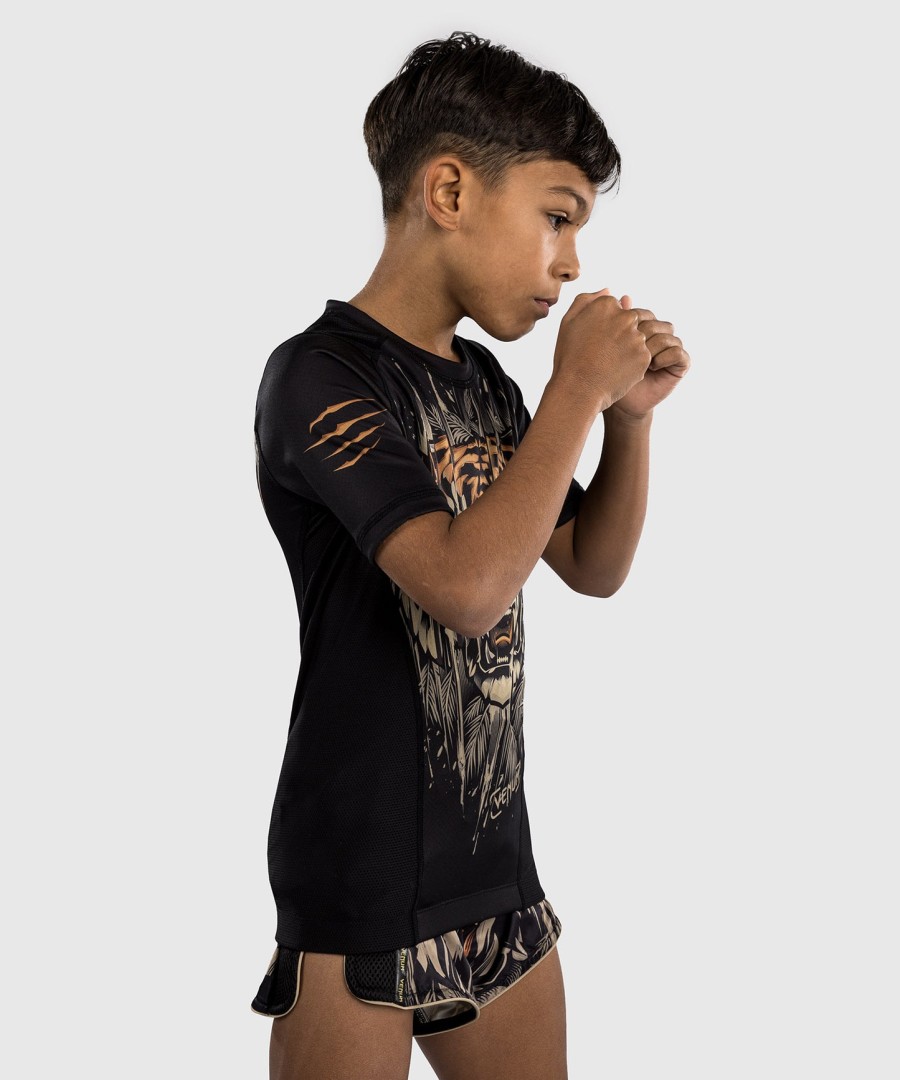 venum tiger lasten lyhythihainen rashguard - mustaneonoranssi