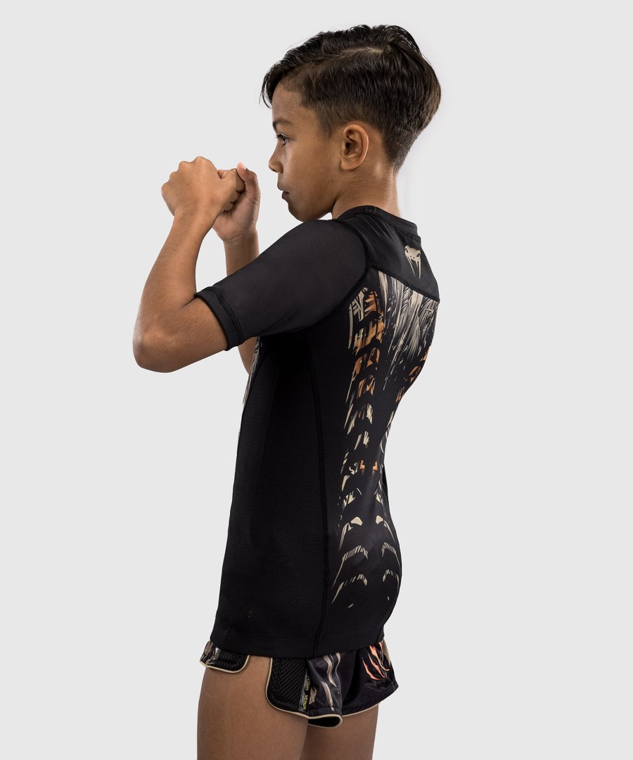 venum tiger lasten lyhythihainen rashguard - mustaneonoranssi