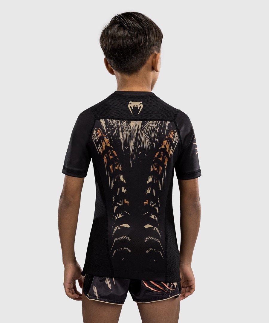 venum tiger lasten lyhythihainen rashguard - mustaneonoranssi