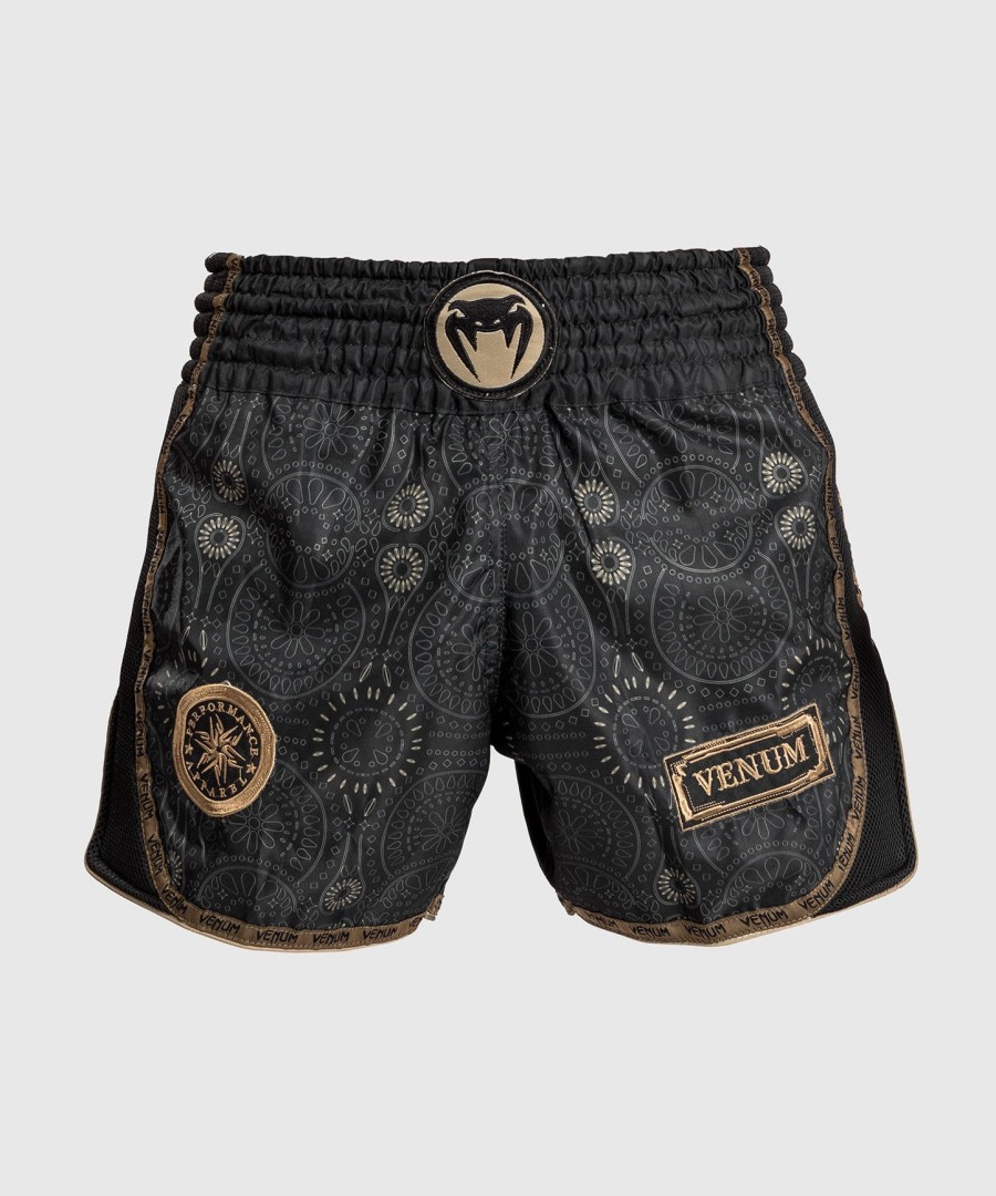 venum santa muerte dark side - muay thai -shortsit - mustaruskea