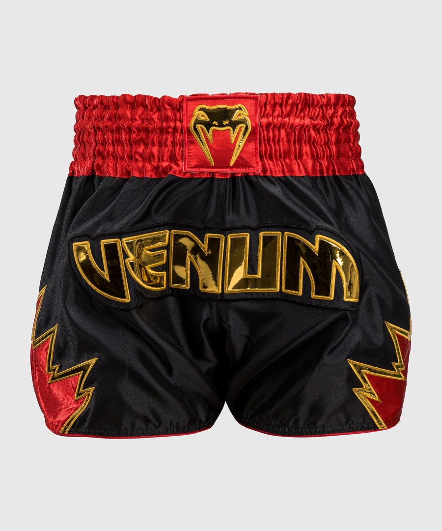 venum inferno muay thai shortsit - mustakultapunainen